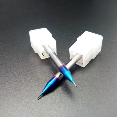 Micro- van het het Wolframcarbide van HRC 65 Beëindigenmolen/Carbide Endmill met Blauw Nano Met een laag bedekt Mirco End Mills For Engraving